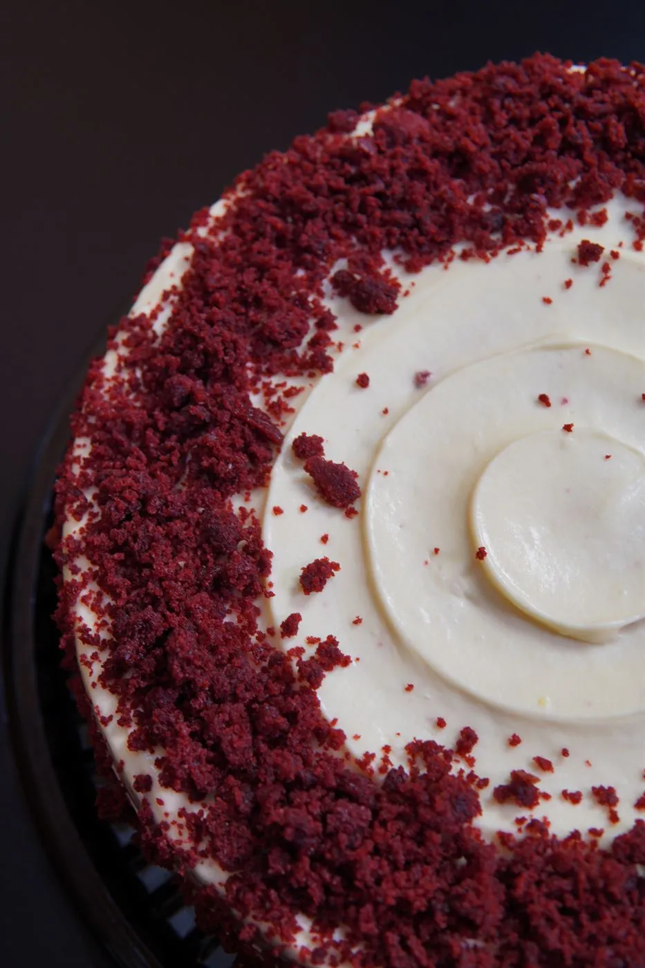 Torta red velvet vista desde arriba